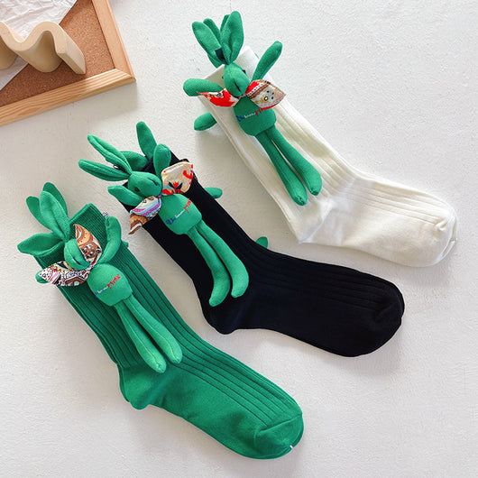 Calcetines Texturizados Otoño Invierno - Diseño 3D Moderno Verde