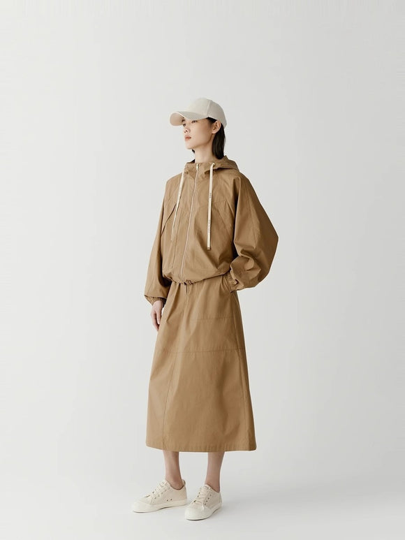 Chaqueta con Capucha de Algodón Popelina