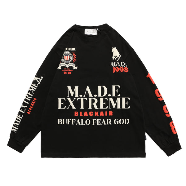 Camiseta Manga Larga Cuello Redondo con Letras Creativas para Hombre