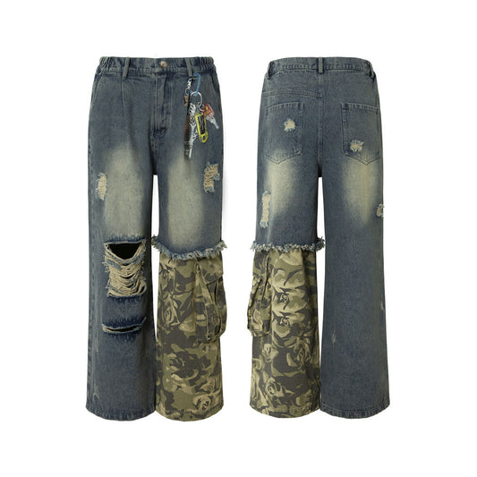 Pantalones Vaqueros Rotos para Hombre - Estilo Industrial