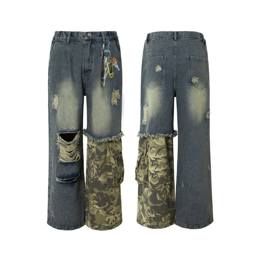 Pantalones Vaqueros Rotos para Hombre - Estilo Industrial