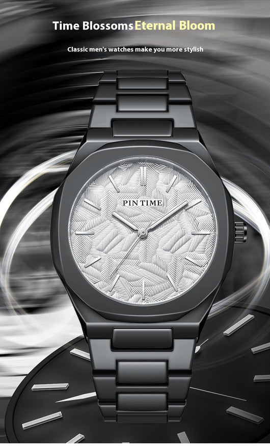 Reloj Impermeable para Hombre con Esfera Grabada en Relieve de Hoja de Palma - Image 29