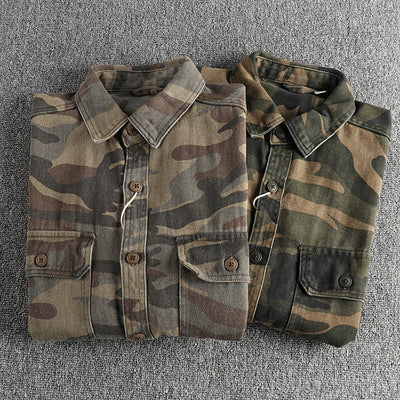 Camisa Abrigo de Trabajo Vintage en Algodón Desteñido - Image 3