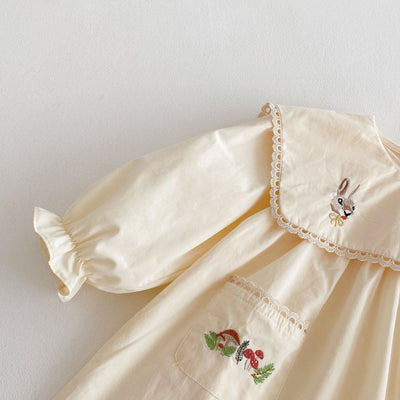 Vestido Infantil Coreano con Bordado de Conejo Animado - Image 24