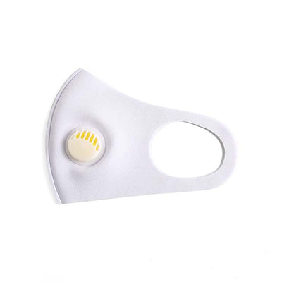 Black ice silk cotton face mask with a white breathing valve and ear loops for comfortable wear. - Image 6