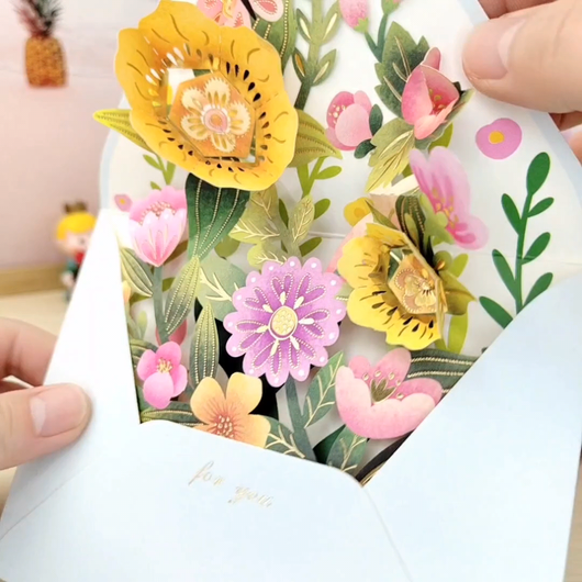 Tarjeta de Felicitación 3D Flor Central con Sobre - Image 8