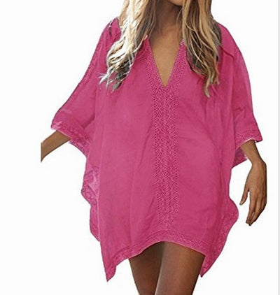Blusa de Playa Bikini con Encaje Patchwork y Protección Solar - Image 2