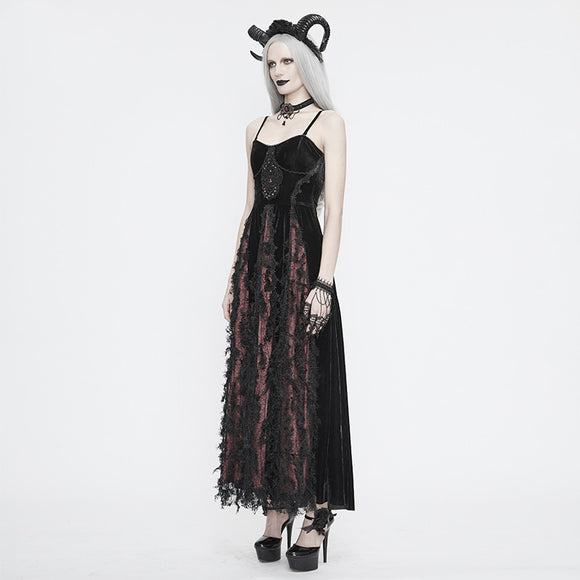 Vestido Gótico Vintage con Tirante Único para Mujer