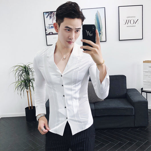 Camisa Manga Larga Clásica de Color Sólido para Hombre - Image 5