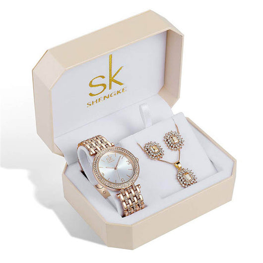 Conjunto de Joyería con Cristales: Reloj, Aretes y Collar - Image 4