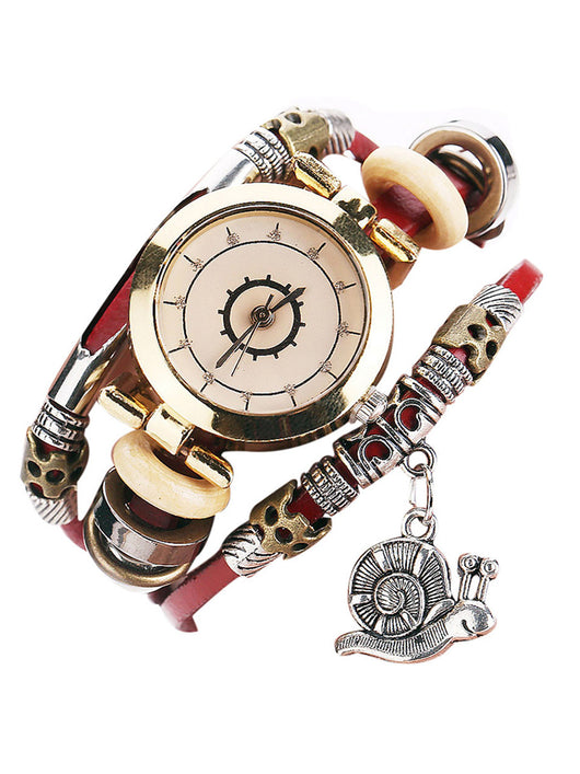 Reloj Pulsera Vintage de Cuero con Colgante Caracol - Image 9