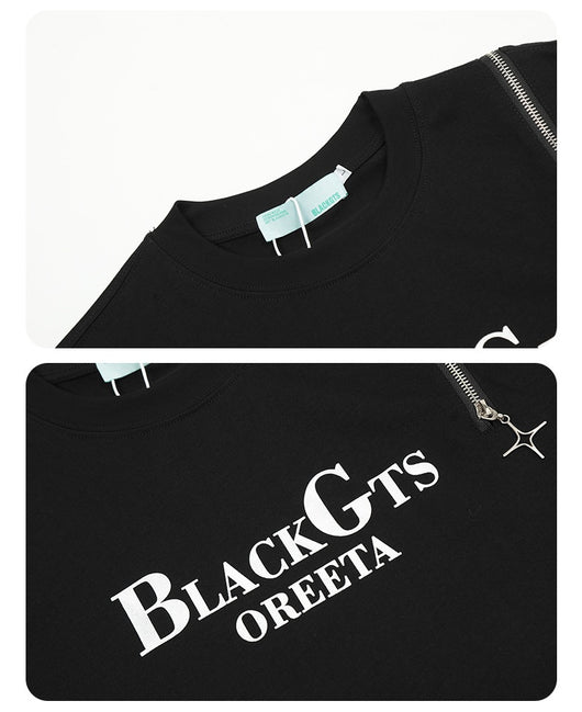 Camiseta Casual para Hombre con Cuello Redondo y Cierre, Estampado de Letras - Image 11