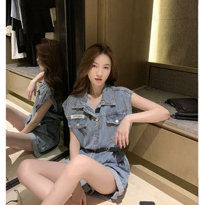 Jumpsuit Denim Cintura Alta Talla Pequeña - Image 11
