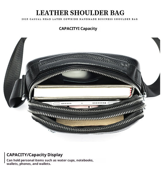 Bolso Bandolera de Cuero Genuino Primera Capa para Hombre - Image 6
