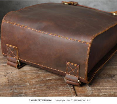 Mochila Escolar de Cuero Genuino Estilo Retro para Hombre - Image 20