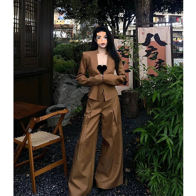 Traje de Moda Retro Americano: Blazer y Pantalón Ancho - Image 4