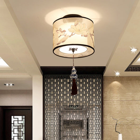 Lámpara de Techo Cuadrada Redonda con Pantalla de Tela para Sala y Pasillo - Image 15