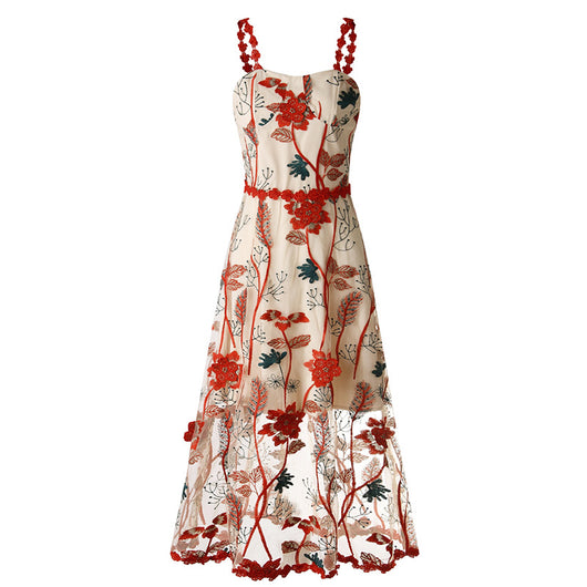 Vestido Largo Floral Coreano con Encaje y Detalles en Espinas - Image 2