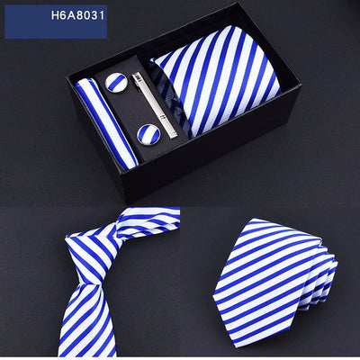 Corbata Ejecutiva Rayas Azul y Negro 8cm - Image 9