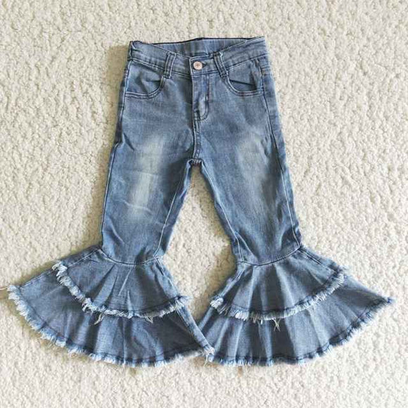 Ropa Infantil Denim con Doble Volante Estampado Leopardo
