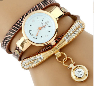 Reloj Pulsera Mujer Lujo Gnova Platinum con Brillantes y Correa PU Dorada - Image 9