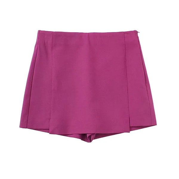 Shorts Vintage Cintura Alta con Abertura Frontal