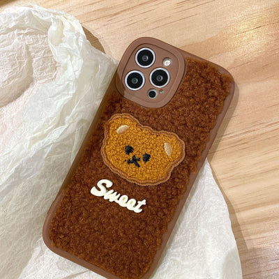 Funda de Celular Oso Peluche 3D Bordado Adorable - Image 3