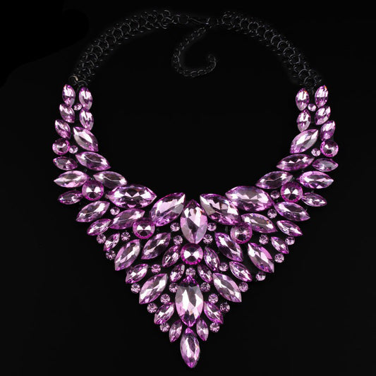 Cadena de Suéter de Diamantes Completos - Collar de Aleación con Cristales de Lujo
