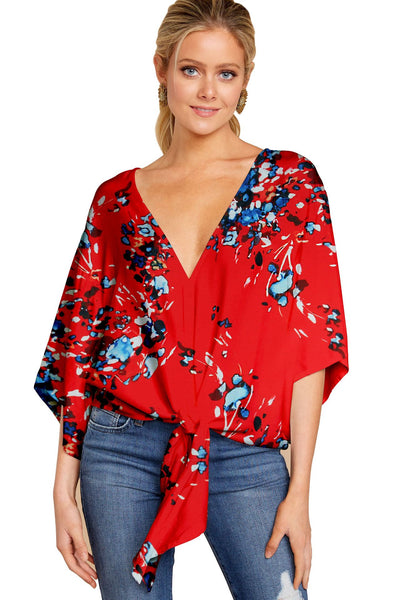 Blusa Leopardo Mujer con Nudo Floral y Mangas Murciélago - Oversize Verano - Image 8