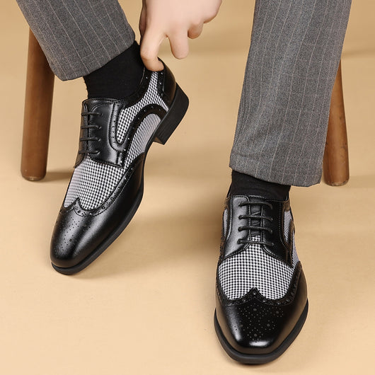 Zapatos Casuales de Cuero con Patrón Pata de Gallo para Hombre - Image 55