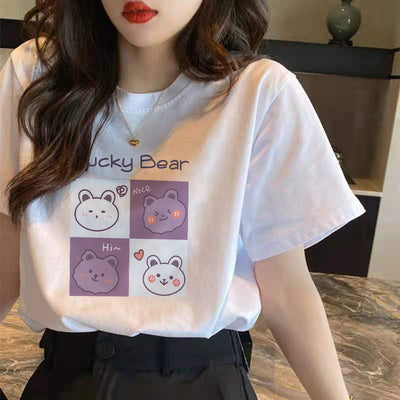 Camiseta de Algodón Puro Manga Corta Mujer Verano Holgada - Image 4