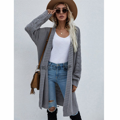 Cardigan Largo Tejido Liso para Mujer - Suéter de Moda Versátil - Image 10