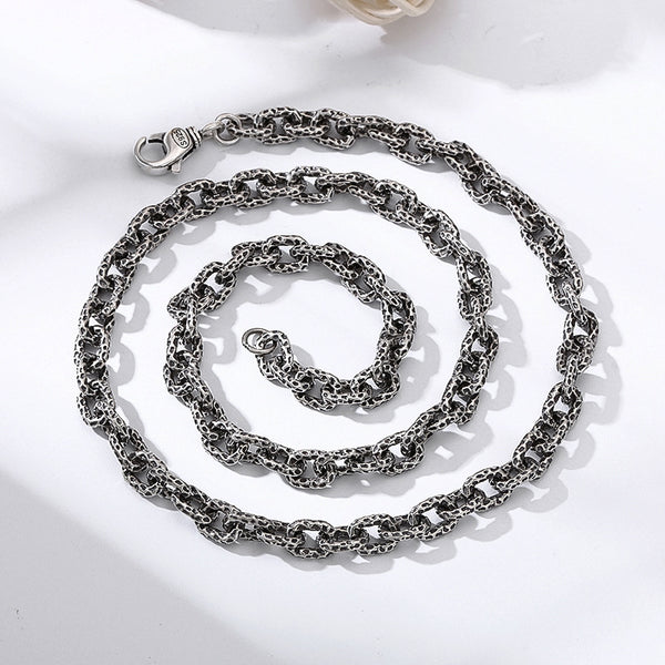 Collar de Plata Esterlina S925 con Patrón de Meteorita para Hombre