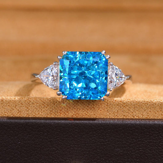 Anillo Flor de Hielo con Aguamarina y Carbono Alto - Image 7