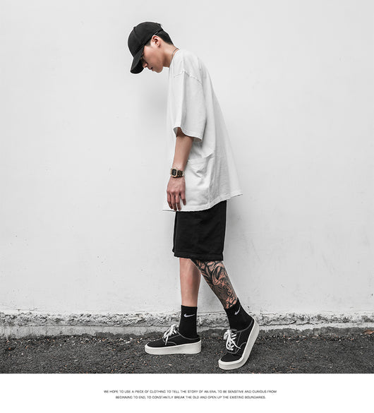 Camiseta Casual Americana de Manga Corta con Bolsillo y Orilla Deshilachada para Hombre - Image 19