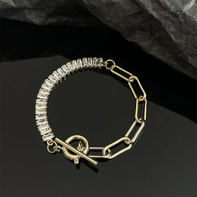 Pulsera de Circonita con Hebilla OT y Costuras Decorativas - Image 11