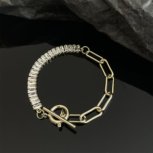 Pulsera de Circonita con Hebilla OT y Costuras Decorativas - Image 11