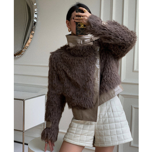 Chaqueta Corta Dorada Estilo Coreano con Hebilla Elegante