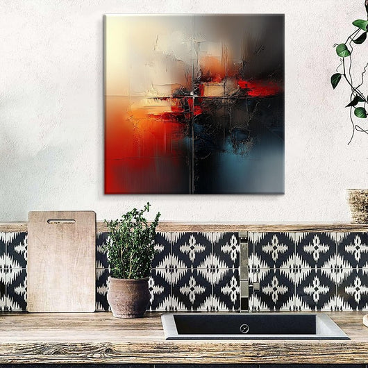 Cuadro Abstracto Moderno en Óleo - Arte de Pared Rojo Contemporáneo sin Marco - Image 3