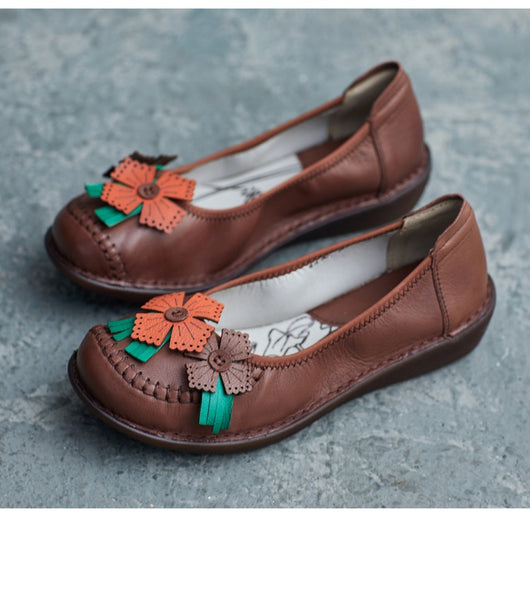 Zapatos Artesanales de Cuero Estilo Étnico Retro con Suela Suave para Mujer - Image 12