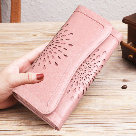 Billetera Larga de Cuero Retro para Mujer con Acabado Encerado - Image 7