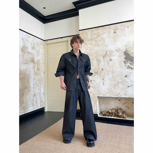 Camisa Denim con Hebilla Metálica 3D - Traje de Alto Nivel Ruoshuai - Image 2