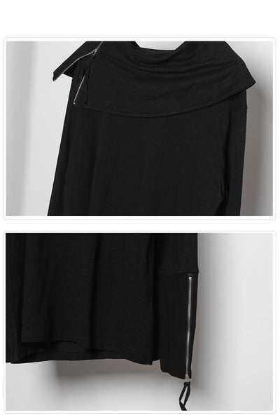 Camiseta Holgada de Cuello Alto Irregular para Hombre - Image 8