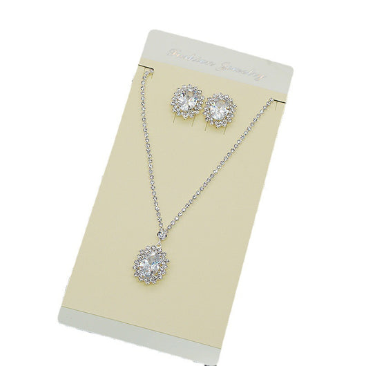 Conjunto de Collar y Aretes con Cristales de Agua Brillante y Circonitas - Image 2