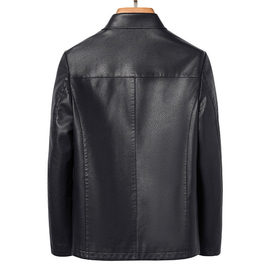 Chaqueta de Cuero Ecológico para Hombre con Solapa - Abrigo de Piel Auténtica - Image 2