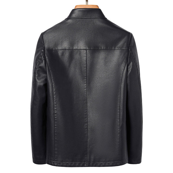 Chaqueta de Cuero Ecológico para Hombre con Solapa - Abrigo de Piel Auténtica