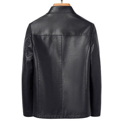 Chaqueta de Cuero Ecológico para Hombre con Solapa - Abrigo de Piel Auténtica - Image 2