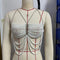 Multi-Beaded Bra Halter Top Vest Body Chains Chest Necklace White