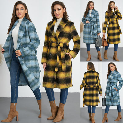 Abrigo Largo Retro Elegante con Doble Botonadura