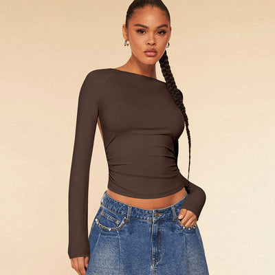 Blusa Espalda Descubierta Otoño Invierno - Diseño Europeo Moderno - Image 4